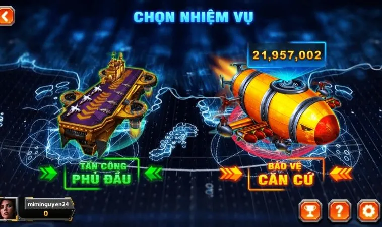 Chọn nhiệm vụ trong Bắn Cá Đại Chiến B52 tại Xoso66