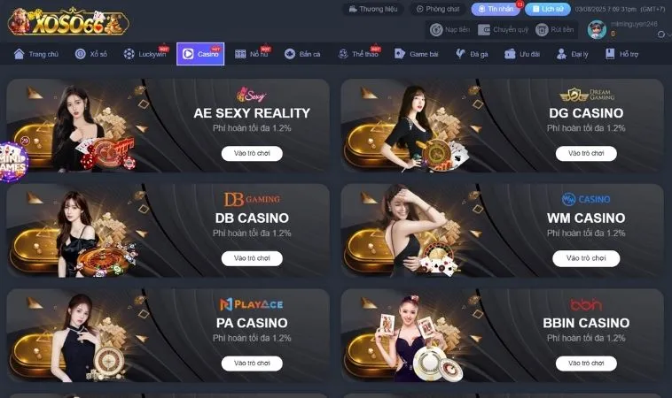 Nhà cái XOSO66 hợp tác với nhà cung cấp live casino hàng đầu