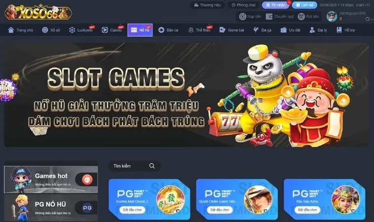 Sảnh Nổ Hũ Xoso66 thiết kế giao diện đẹp, ấn tượng